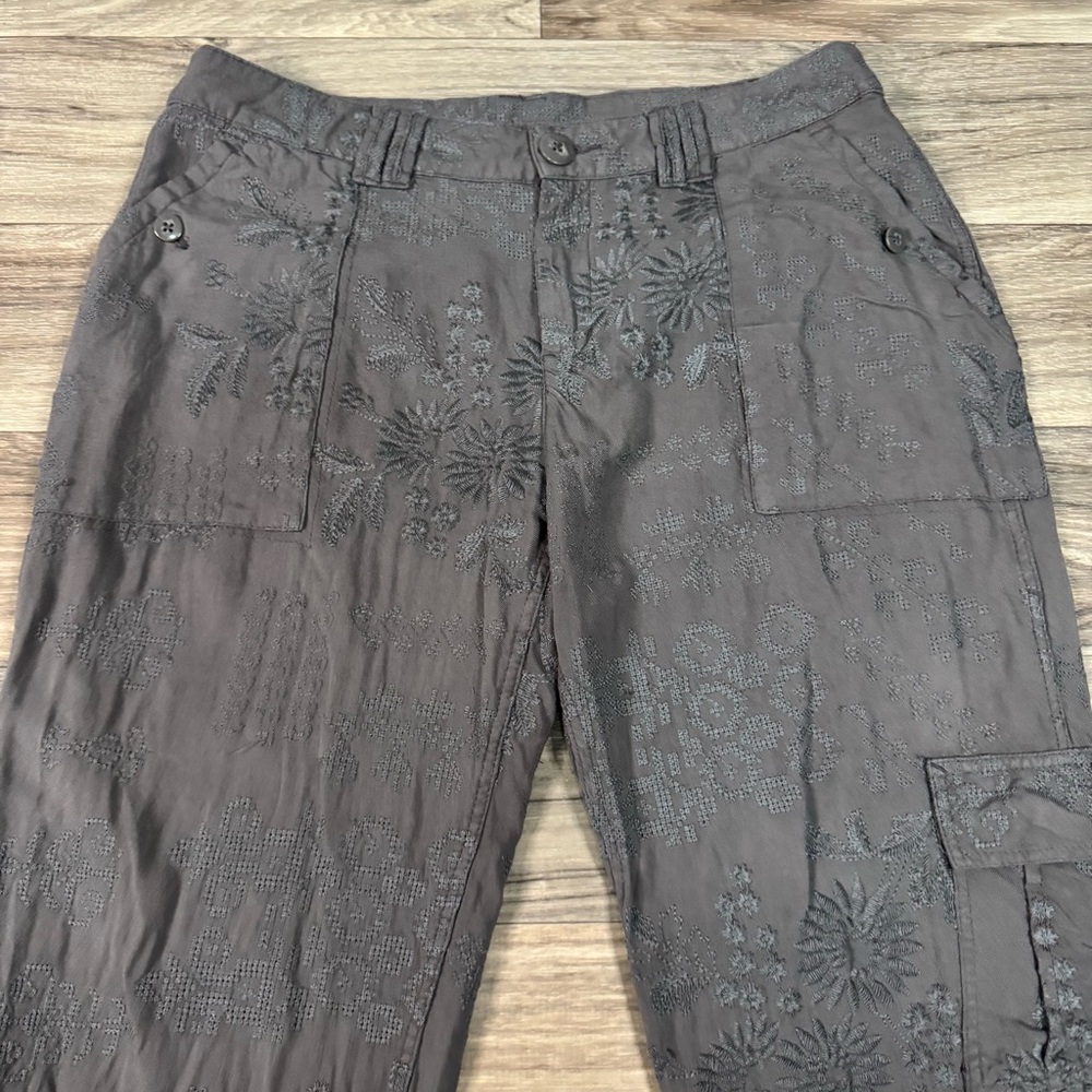 Sundance Floral Embroidered Cargo Pant in Gray Size 8 - Picture 2 of 8